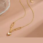 White Heart Themed Pendant  Gold-Plated  Stainless Steel  Anti Tarnish