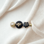Pearl & Bee Charm Hair Pin with Black and Gold Accents (01 No.)