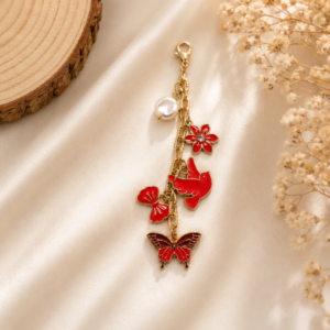Red butterfly & floral charm